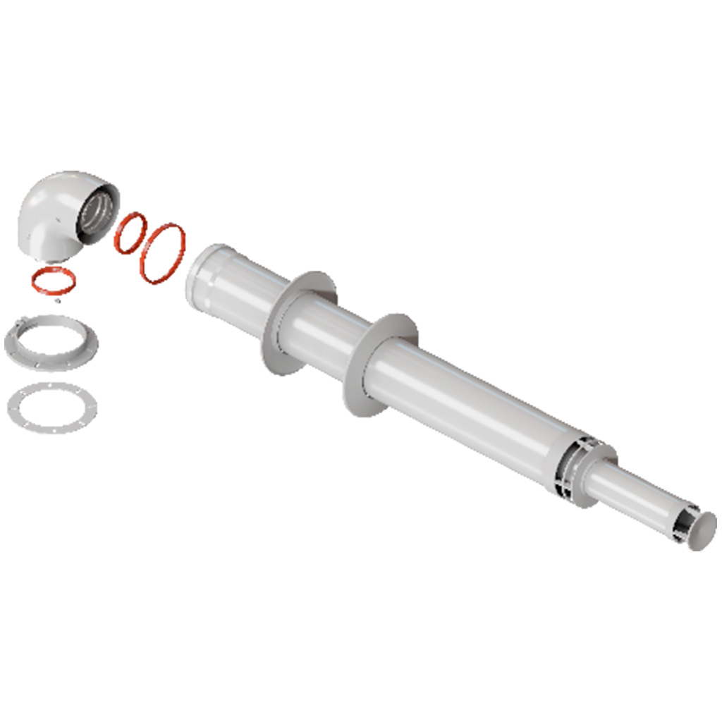 ROMMER RCA-6010-241000 Комплект дымохода АНТИЛЕД 60/100 - 1000мм (Bosch, Buderus, Navien S/C/E, Baxi ECO Nova/Classic, Baltur, Fondital ) в комплекте фланец