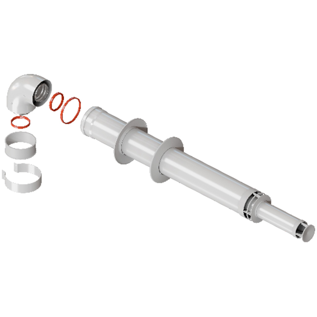 ROMMER RCA-6010-211220 Комплект дымохода АНТИЛЕД 60/100 - 1220мм (Baxi (кроме ECO Nova/Classic), Viessmann, Kiturami, Mizudo, Beretta, Oasis, Wolf, Tiberis, DeDietrich ) хомут в комплекте