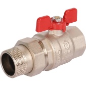 STOUT Кран шаровой полнопроходной с "американкой", ВР/НР, ручка бабочка 1 1/4 (EPDM)