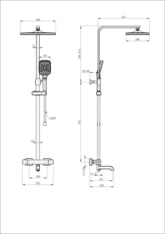 Душевая система с термостатом WONZON & WOGHAND STAY 3, Черный матовый (WW-B3026-T1-MB)