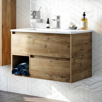 Тумба с раковиной STWORKI Карлстад 75 дуб рустикальный