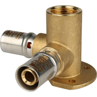 STOUT Тройник настенный с креплением 1/2"х16 для металлопластиковых труб прессовой