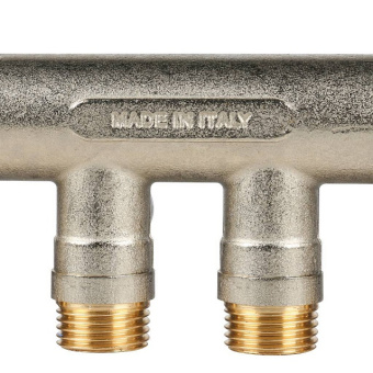 STOUT Коллектор с шаровыми кранами 3/4", 4 отвода 1/2" (синие ручки)