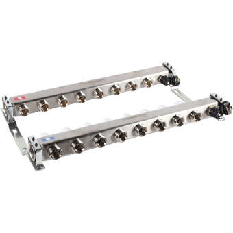 Коллектор без расходомеров, с клапаном, сливом, 8 выходов