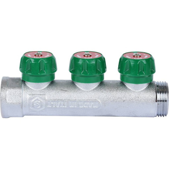 STOUT SMB-6849-011203 STOUT Коллектор регулирующий 1", 3 отвода 1/2" плоское уплотнение