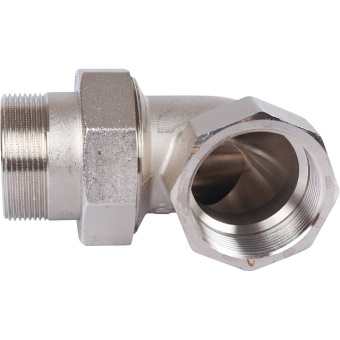 STOUT Разъемное угловое соединение "американка" ВН, уплотнение под гайкой o-ring кольцо, никелированное 2"