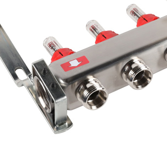 Коллектор с расходомерами, с клапаном, сливом, 10 выходов