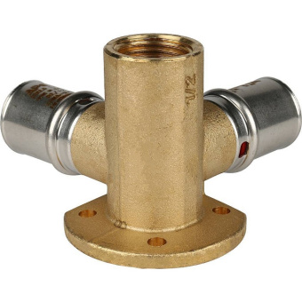 STOUT Тройник настенный с креплением 1/2"х20 для металлопластиковых труб прессовой