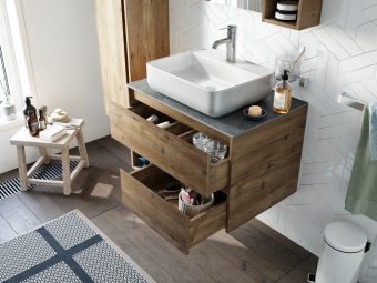 Тумба с раковиной STWORKI Карлстад 75 дуб рустикальный, роверелла