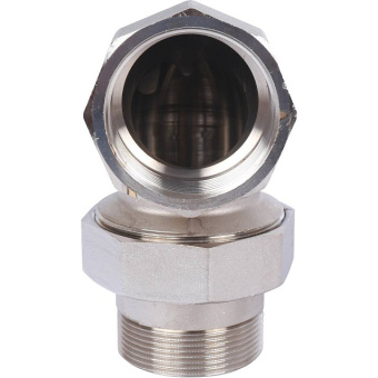 STOUT Разъемное угловое соединение "американка" ВН, уплотнение под гайкой o-ring кольцо, никелированное 2"