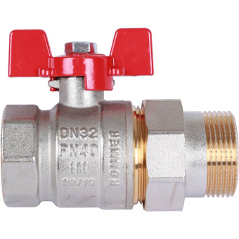 ROMMER Шаровой кран с американкой 1 1/4" ВН/НР, ручка бабочка