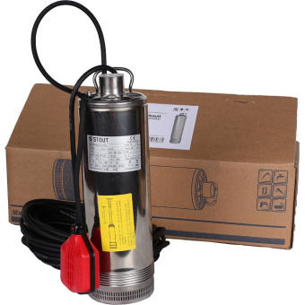 STOUT SPW-0001-200600 Насос колодезный с поплавком, кабель 20 м, 230V, Q=90 л/мин, H=32м