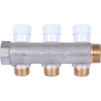 STOUT Коллектор распределительный 3/4", 3 отвода 1/2" плоское уплотнение