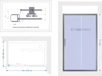 Душевой уголок STWORKI Эстерсунд DE019R90120200CH 120x90 см профиль хром глянец