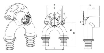 Угольник настенный Rehau Rautitan 20/16-Rp 1/2 проточный короткий RX