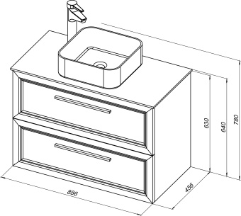 Тумба с раковиной STWORKI Эстерсунд 90 белая матовая, простоун беж с отверстием под смеситель в столешнице