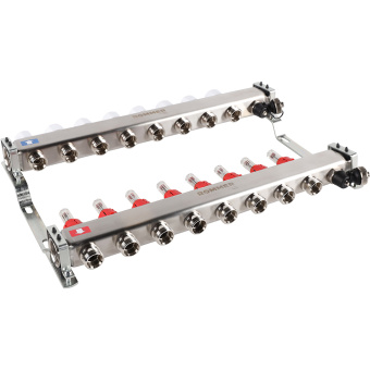 Коллектор с расходомерами, с клапаном, сливом, 8 выходов