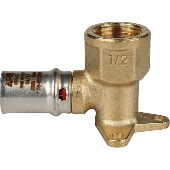 STOUT Угольник настенный с креплением короткий 1/2"х16 для металлопластиковых труб прессовой