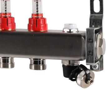 Коллектор с расходомерами, с клапаном, сливом, 10 выходов