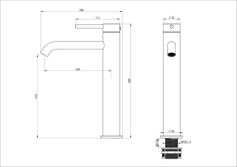 Смеситель для раковины высокий WONZON & WOGHAND STICK, Хром (WW-88239017-CR)