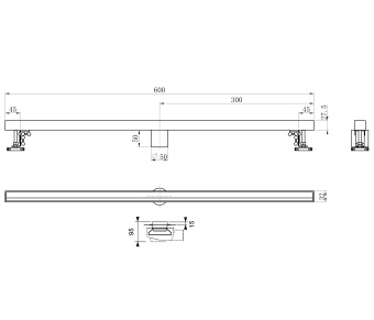 Душевой трап 60 см WONZON & WOGHAND, Брашированный никель (WW-65406M-BR)