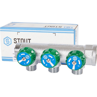 STOUT SMB-6850-011203 STOUT Коллектор регулирующий 1", 3 отвода 1/2"