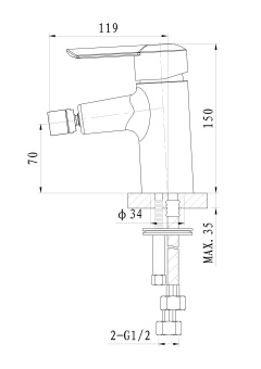 Смеситель для биде WONZON & WOGHAND BAROQUE, Хром (WW-195001-CR)
