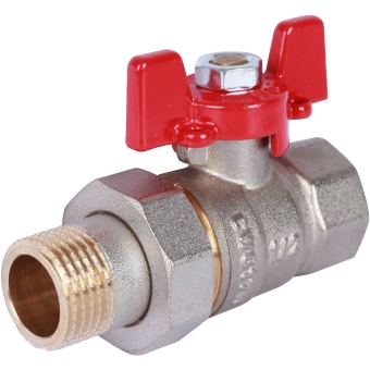 ROMMER Шаровой кран с американкой 1/2" ВН/НР, ручка бабочка