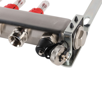 Коллектор с расходомерами, с клапаном, сливом, 6 выходов