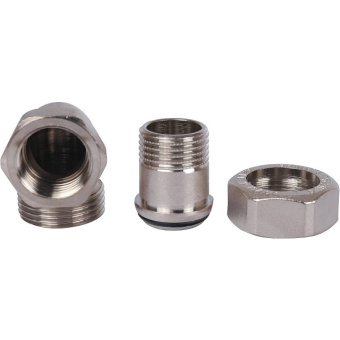 STOUT Разъемное угловое соединение "американка" ВН, уплотнение под гайкой o-ring кольцо, никелированное 1/2