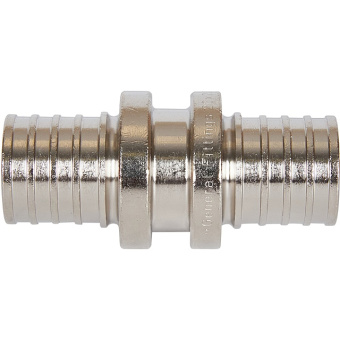STOUT SFA-0003-002002 STOUT Муфта соединительная равнопроходная 20х2,0 никелированная для труб из сшитого полиэтилена аксиальный