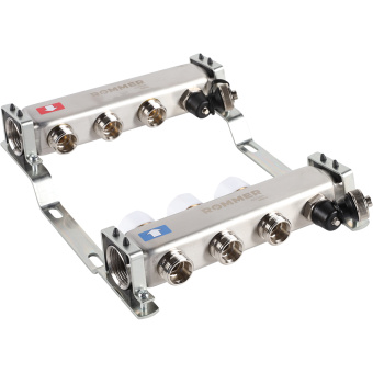 Коллектор без расходомеров, с клапаном, сливом, 3 выхода