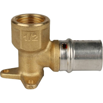 STOUT Угольник настенный с креплением короткий 1/2"х20 для металлопластиковых труб прессовой