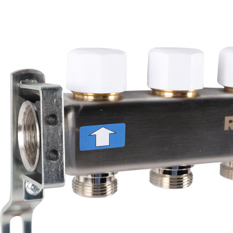 Коллектор с расходомерами, с клапаном, сливом, 4 выхода