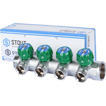 STOUT SMB-6850-013404 STOUT Коллектор регулирующий 1", 4 отвода 3/4" ЕК