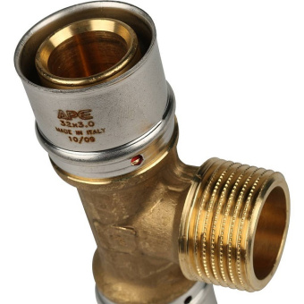 STOUT Тройник-переходник с наружной резьбой 32х1"х32 для металлопластиковых труб прессовой