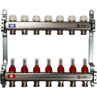 Коллектор STOUT с расходомером, 7 выходов