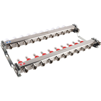 Коллектор с расходомерами, с клапаном, сливом, 10 выходов