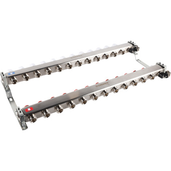 Коллектор без расходомеров, с клапаном, сливом, 12 выходов