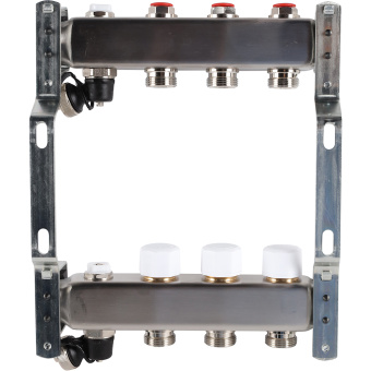 Коллектор без расходомеров, с клапаном, сливом, 3 выхода