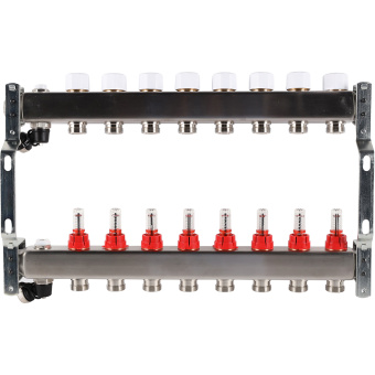 Коллектор с расходомерами, с клапаном, сливом, 8 выходов