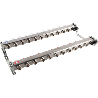 Коллектор без расходомеров, с клапаном, сливом, 11 выходов