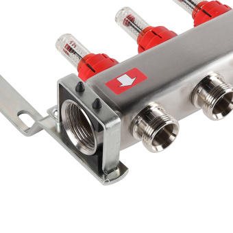 Коллектор с расходомерами, с клапаном, сливом, 5 выходов