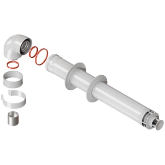ROMMER RCA-6010-210900 Комплект дымохода СТАНДАРТ 60/100 - 900мм (Baxi (кроме ECO Nova/Classic), Ariston, Vaillant, Viessmann, Kiturami, Mizudo, Beretta, Oasis, Wolf, Haier, Tiberis, DeDietrich, Arderia ) хомут в комплекте + втулка D60 L-50