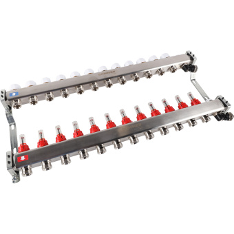 Коллектор с расходомерами, с клапаном, сливом, 12 выходов