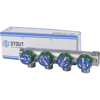 STOUT SMB-6850-341204 STOUT Коллектор регулирующий 3/4", 4 отвода 1/2"