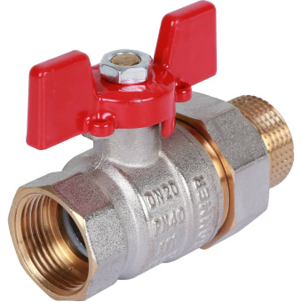 ROMMER Шаровой кран с американкой 3/4" ВН/НР, ручка бабочка