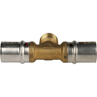 STOUT Тройник-переходник с наружной резьбой 20х1/2"х20 для металлопластиковых труб прессовой