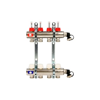 Колл.группа 1" х 4 вых 3/4" с расходомерами и термостатическими вентилями