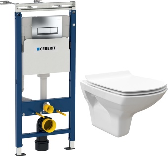 Комплект  Унитаз подвесной STWORKI Стокгольм Clean On DPL EO slim 63428 безободковый + Система инсталляции для унитазов Geberit Duofix Платтенбау 458.